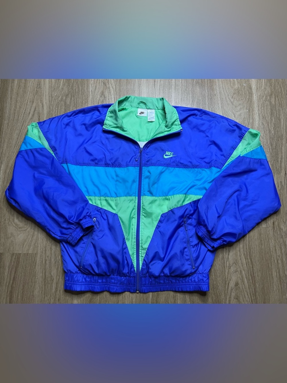 Vintage 90’s Nike Windbreaker Jacket Blue Teal Green Size S